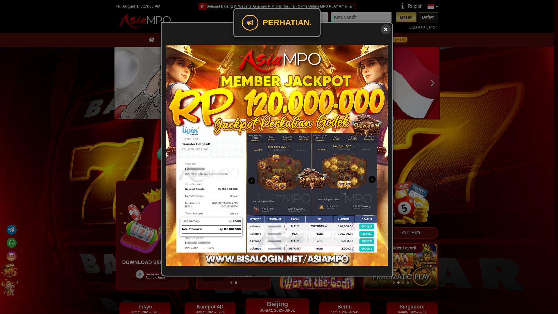 website screenshot of https://daftarasiampo.fit/