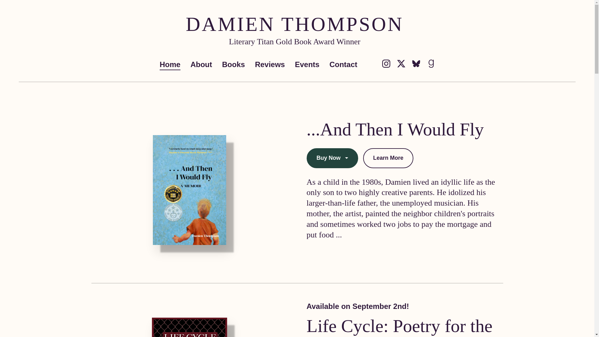 website screenshot of https://damienthompsonauthor.com/
