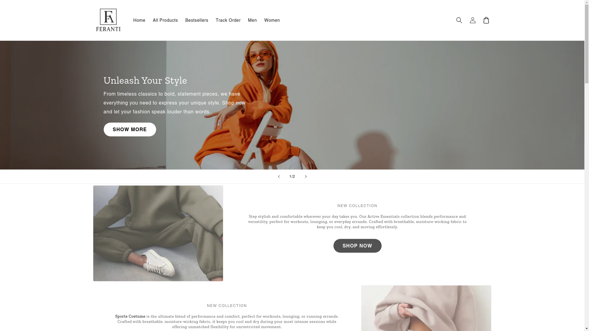 website screenshot of https://feranti.shop/