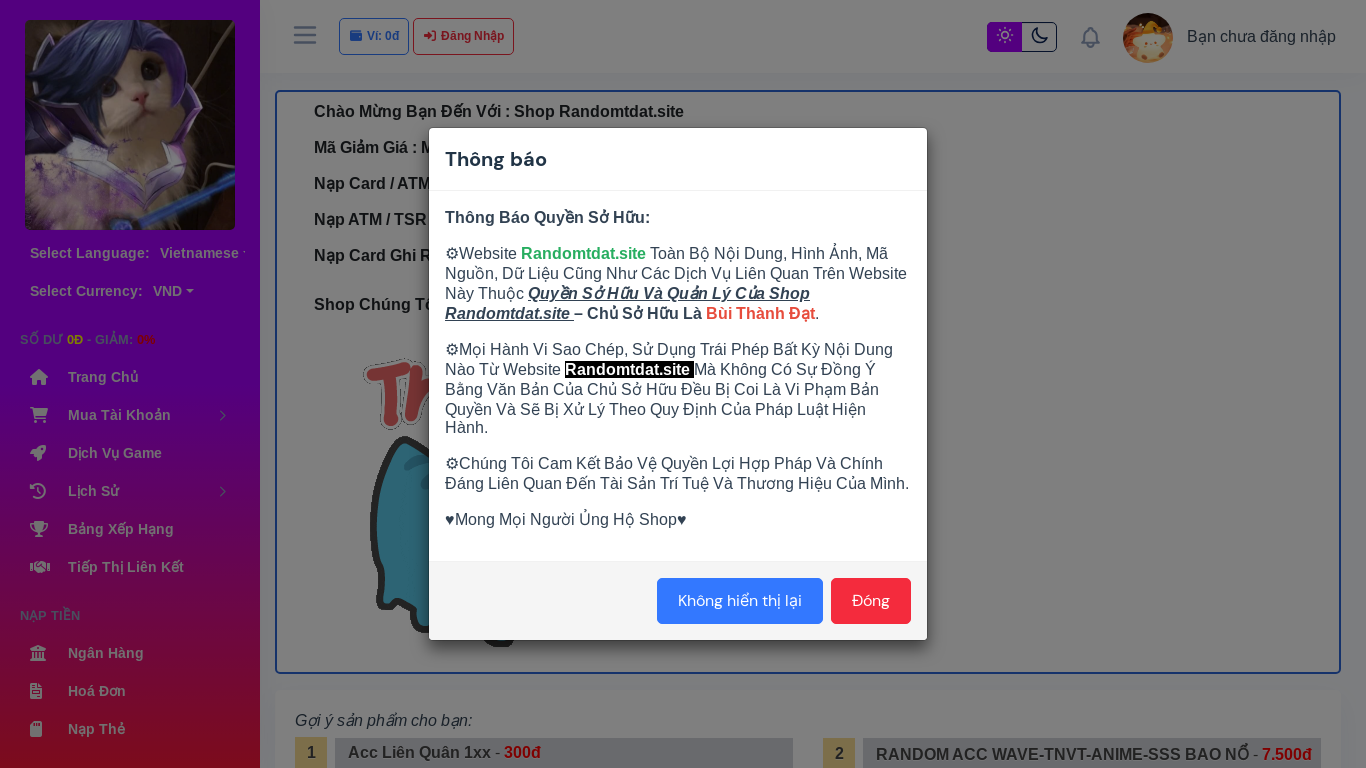 website screenshot of https://randomtdat.site/