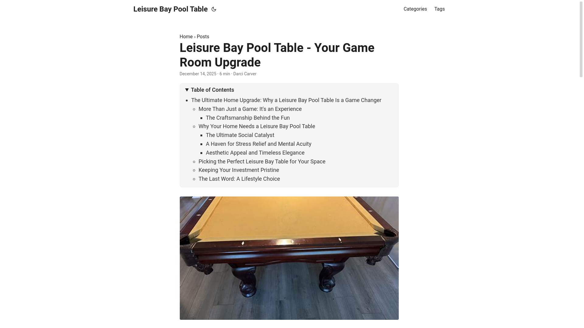 website screenshot of https://leisurebaypooltable.pages.dev/
