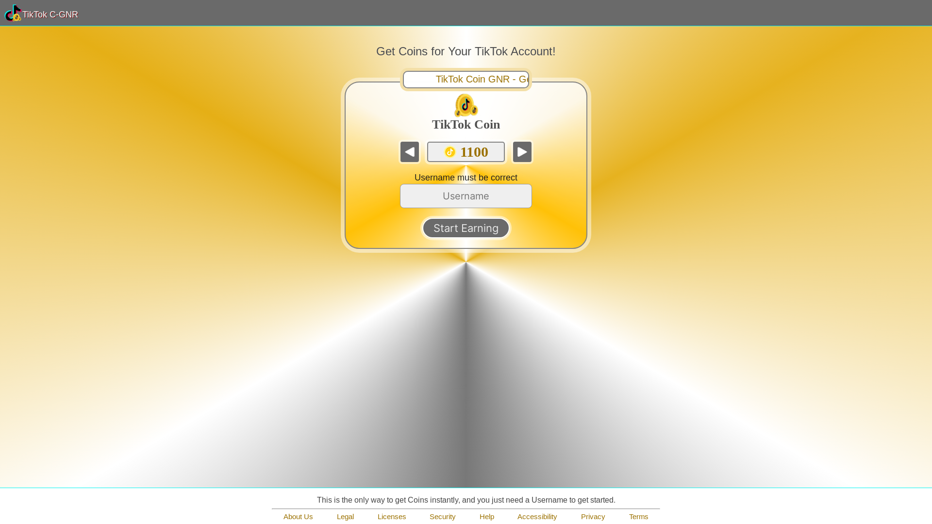 website screenshot of https://tiktokcoins-recharge.pages.dev/