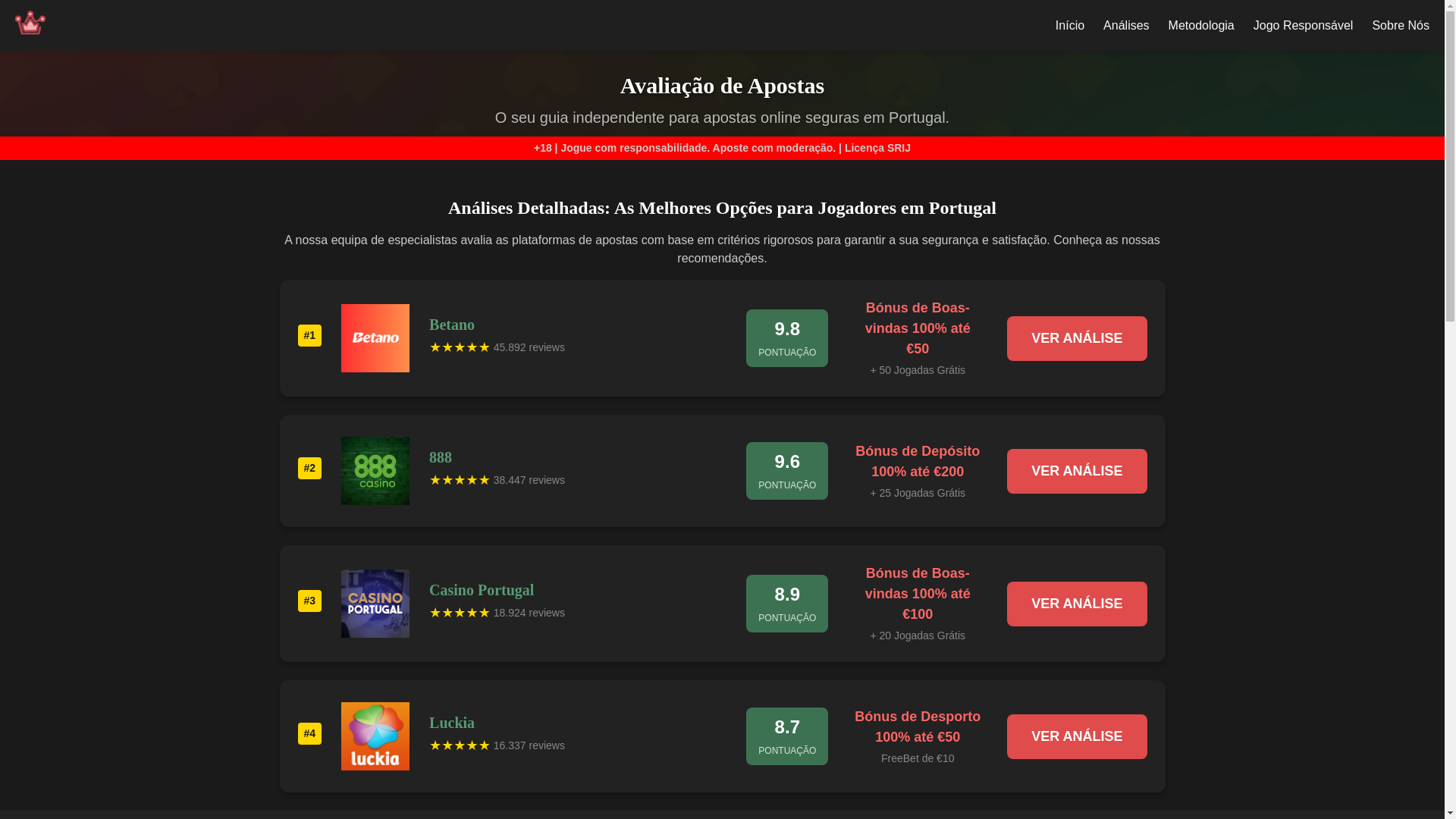 website screenshot of https://avaliacaoapostas.com/