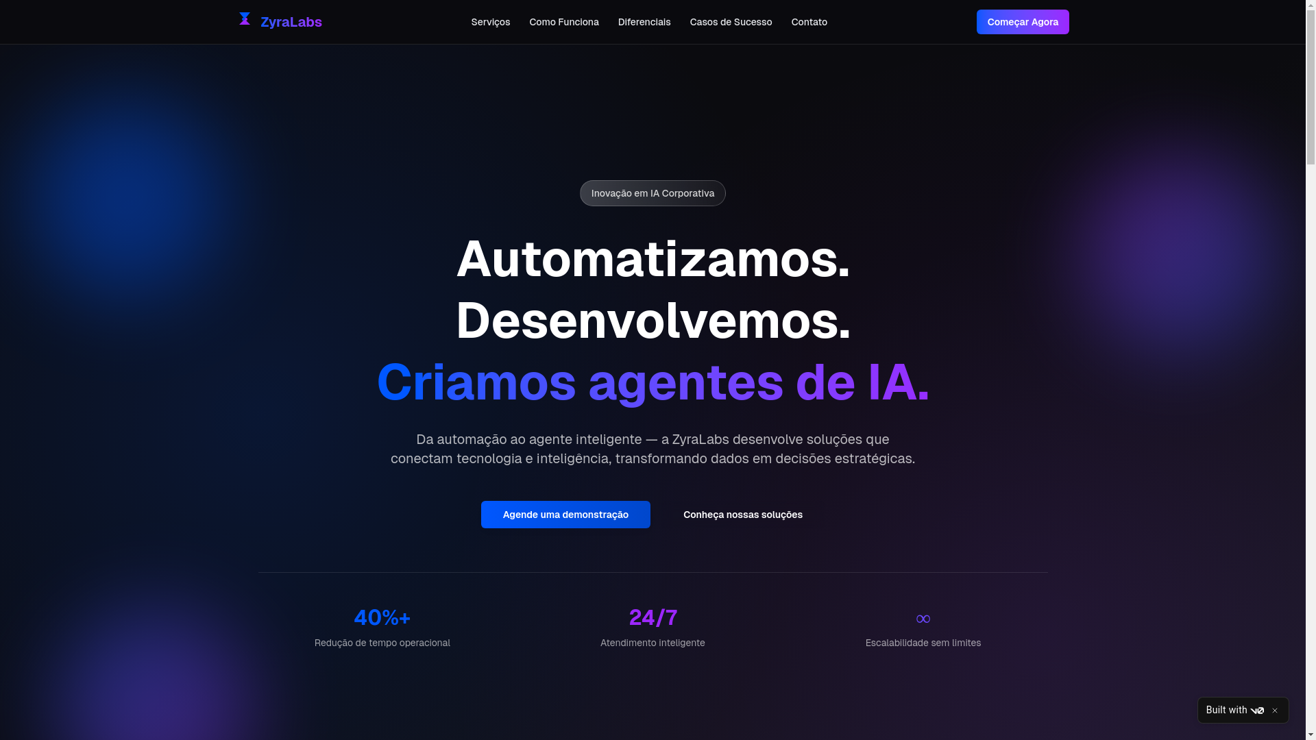 website screenshot of https://zyralabs.solutions/