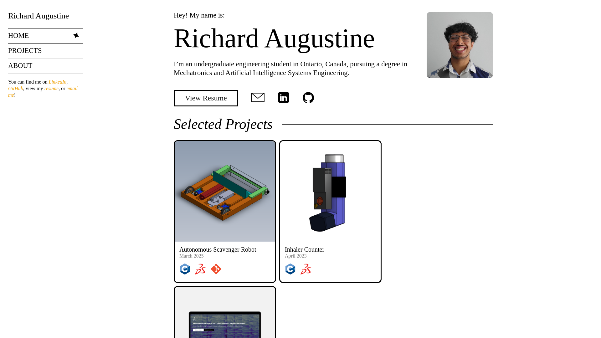 website screenshot of https://richard-augustine.com/