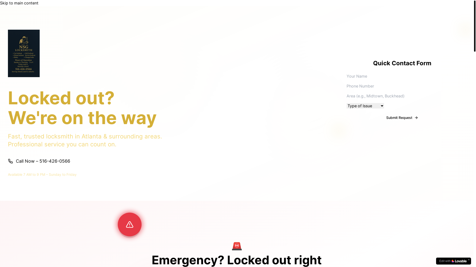 website screenshot of https://nsglocksmith.com/