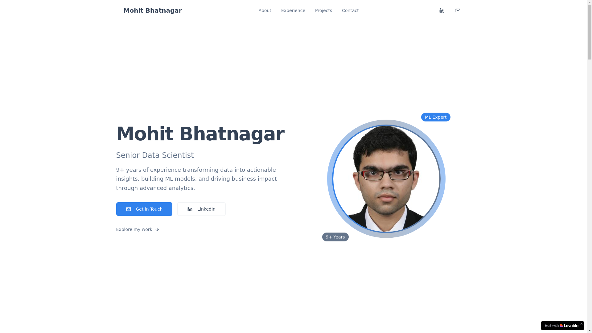 website screenshot of https://mohit-bhatanagar.com/