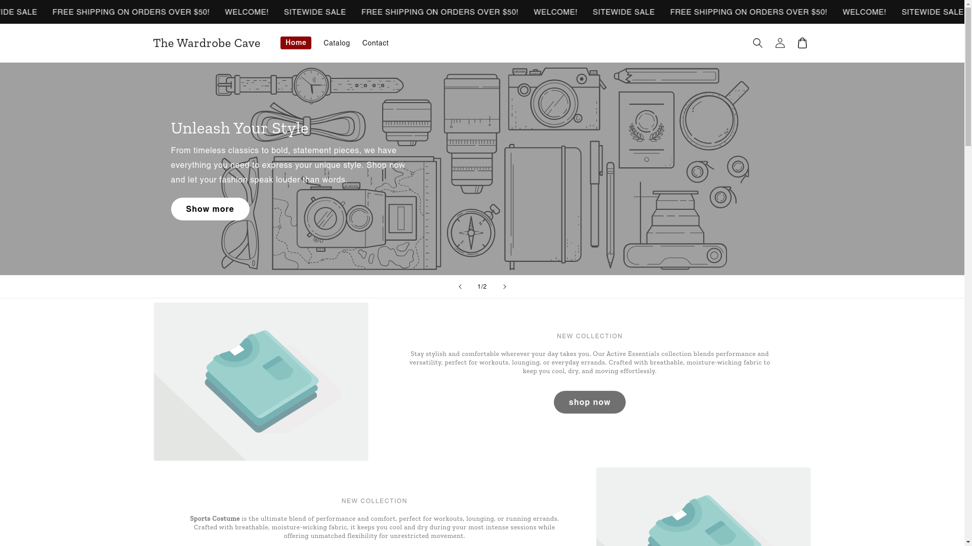 website screenshot of https://thewardrobecave.store/