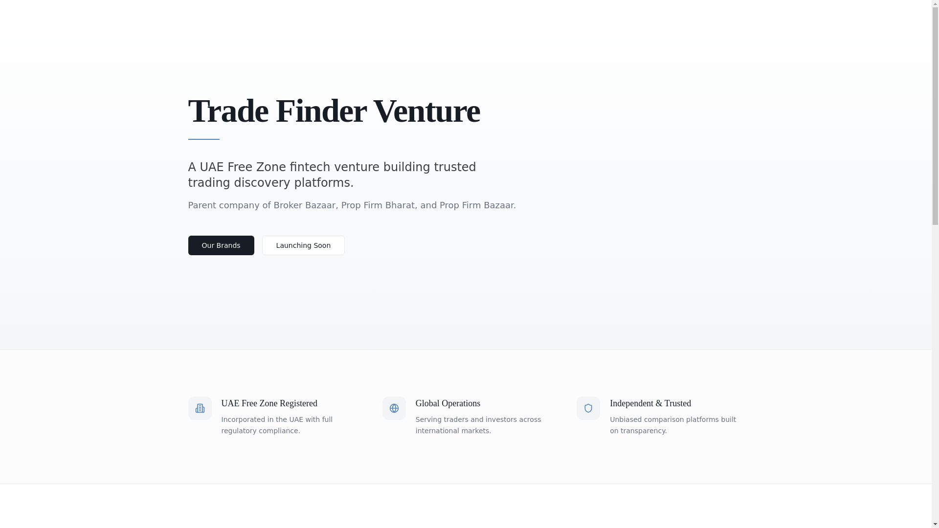 website screenshot of https://tradefinderventure.com/