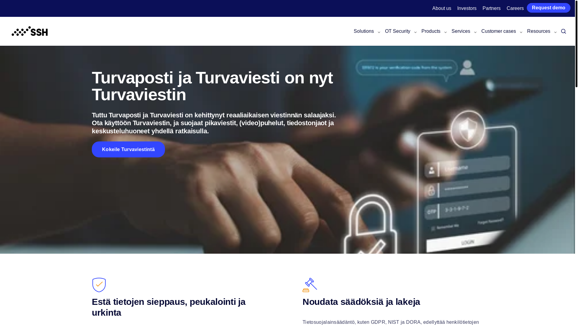 website screenshot of https://turvaviestin.com/