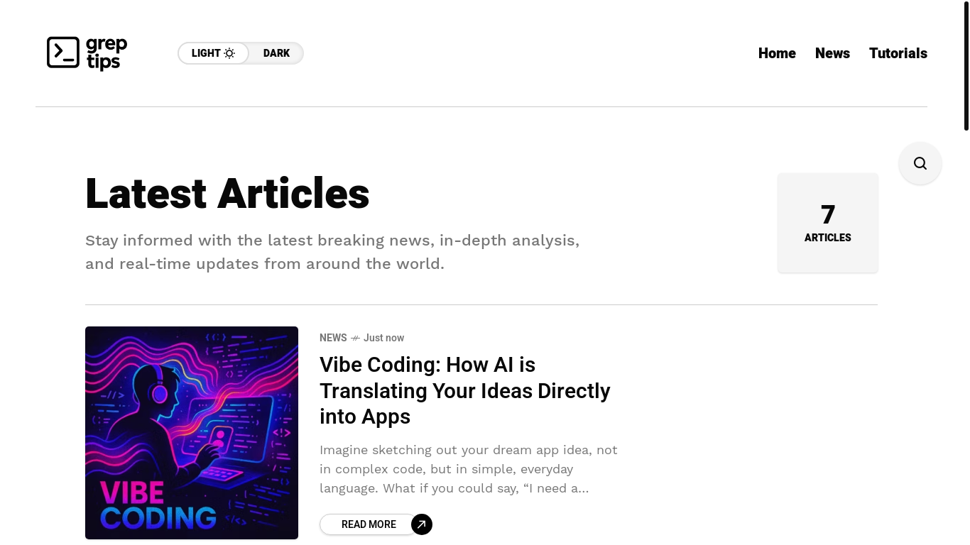 website screenshot of https://grep.tips/