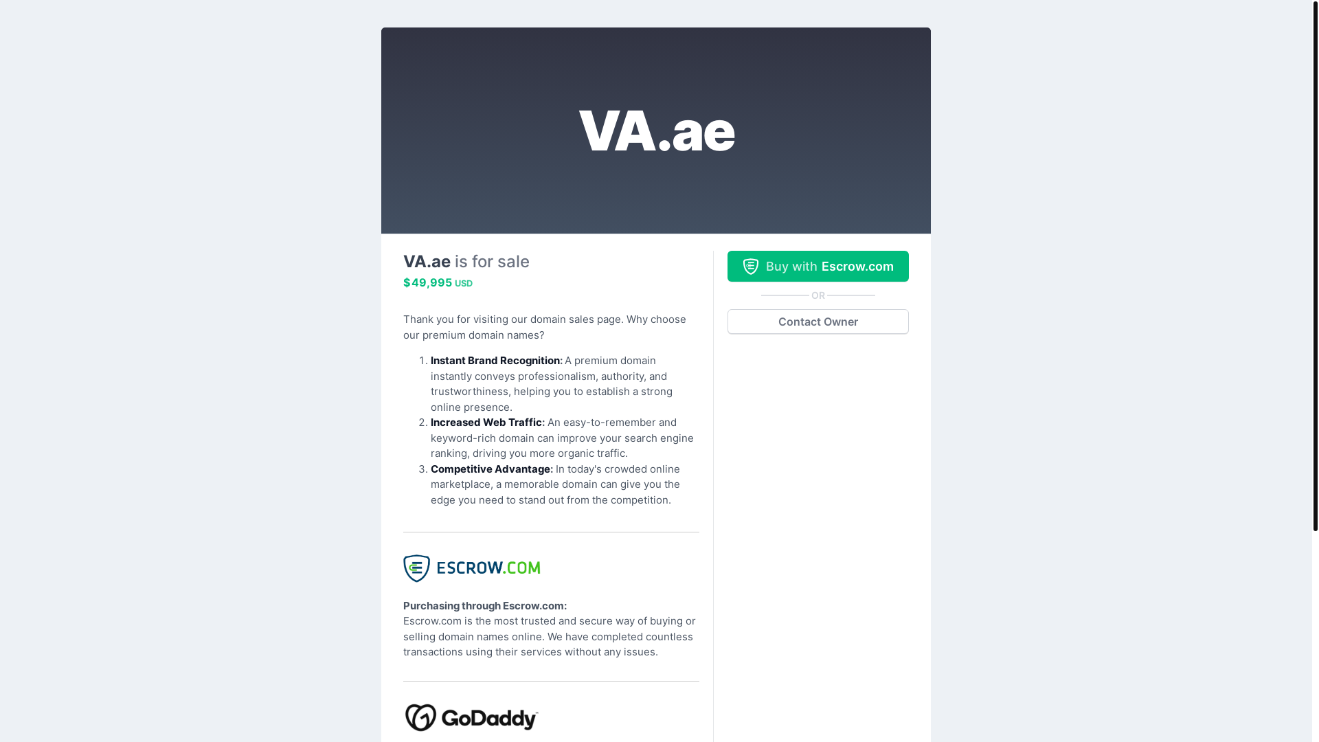 website screenshot of https://va.ae/