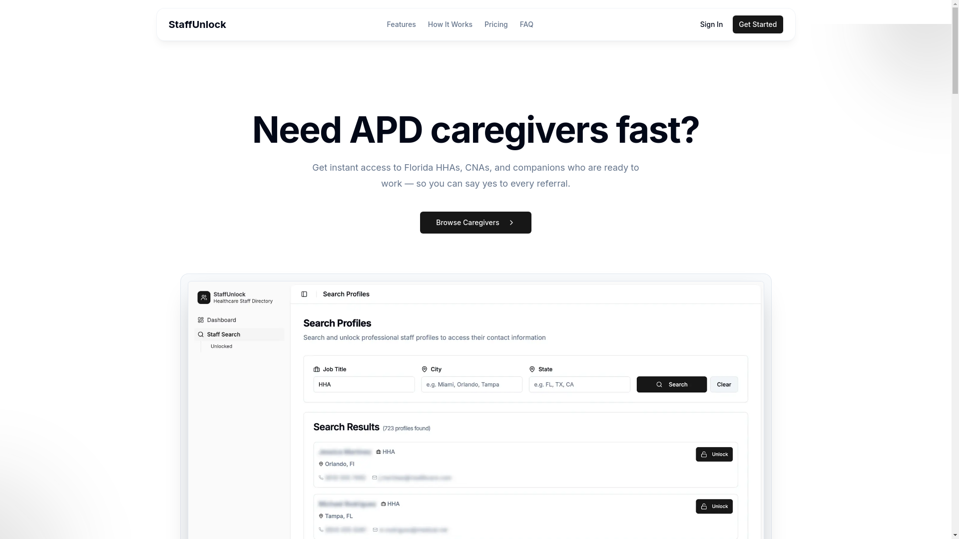 website screenshot of https://staffunlock.com/
