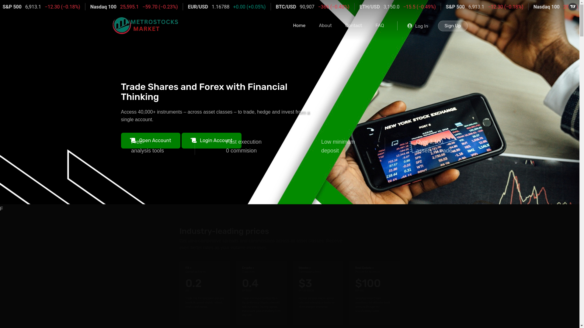 website screenshot of http://www.metrostocksmarket.com