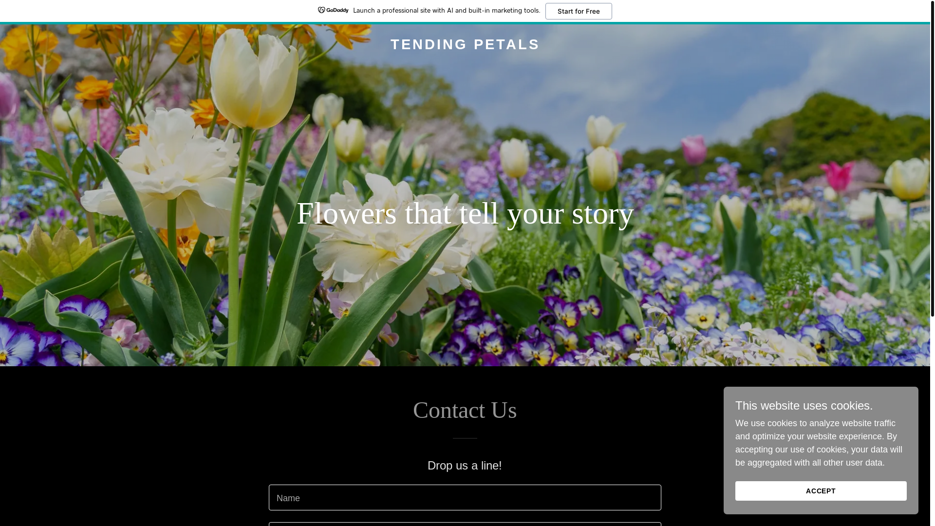 website screenshot of https://tendingpetals.com/
