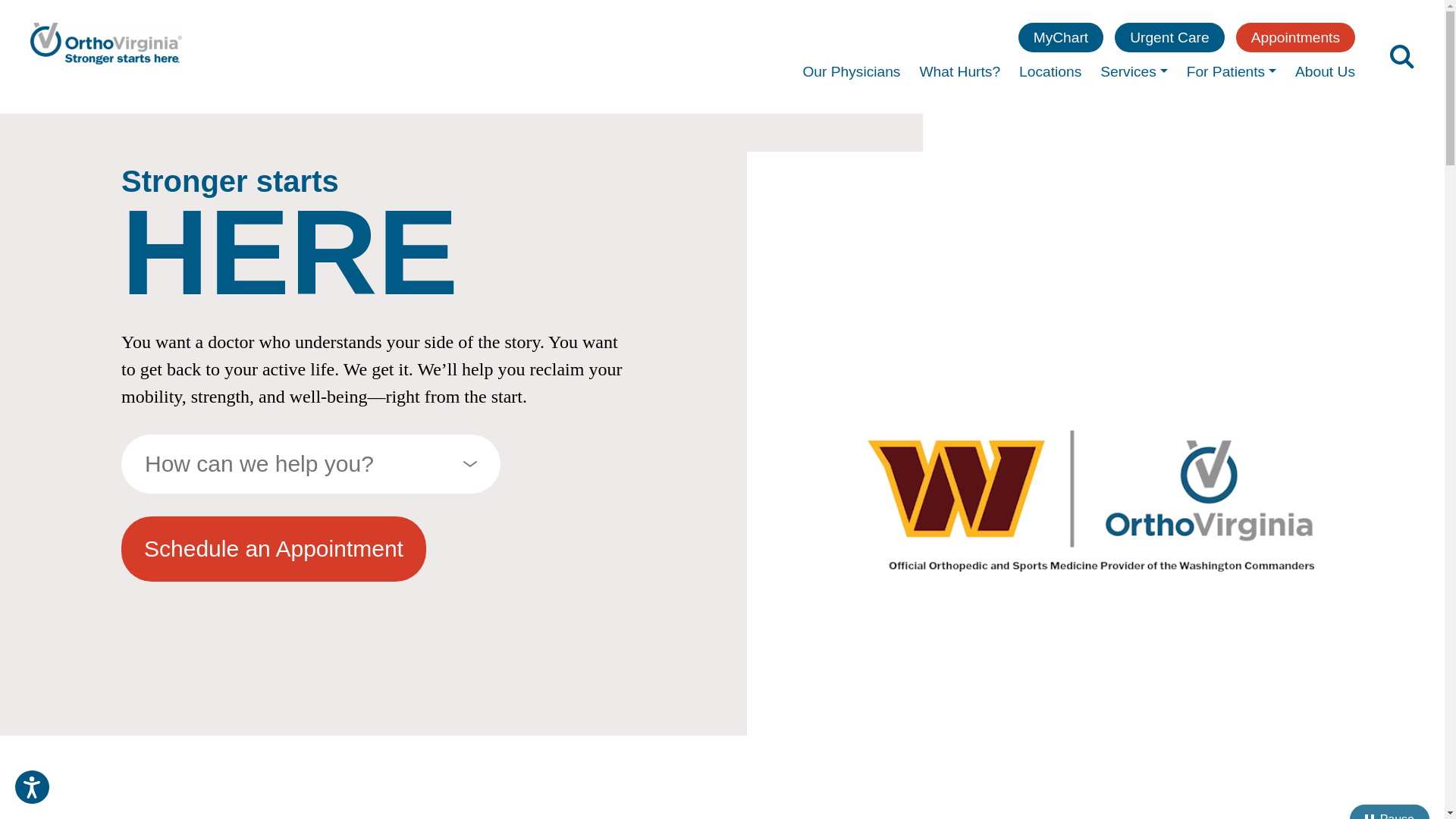 website screenshot of https://orthovirginia.com/