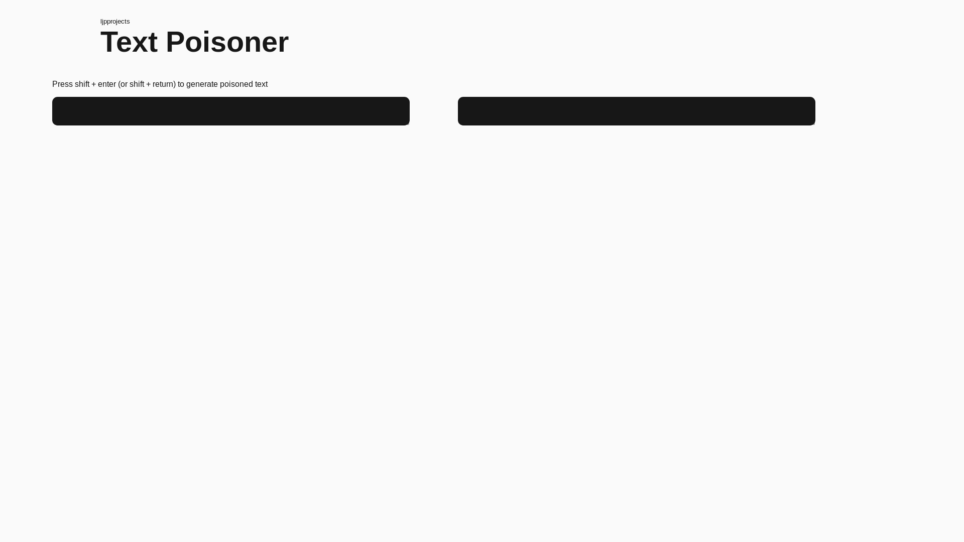 website screenshot of https://text-poisoner.pages.dev/