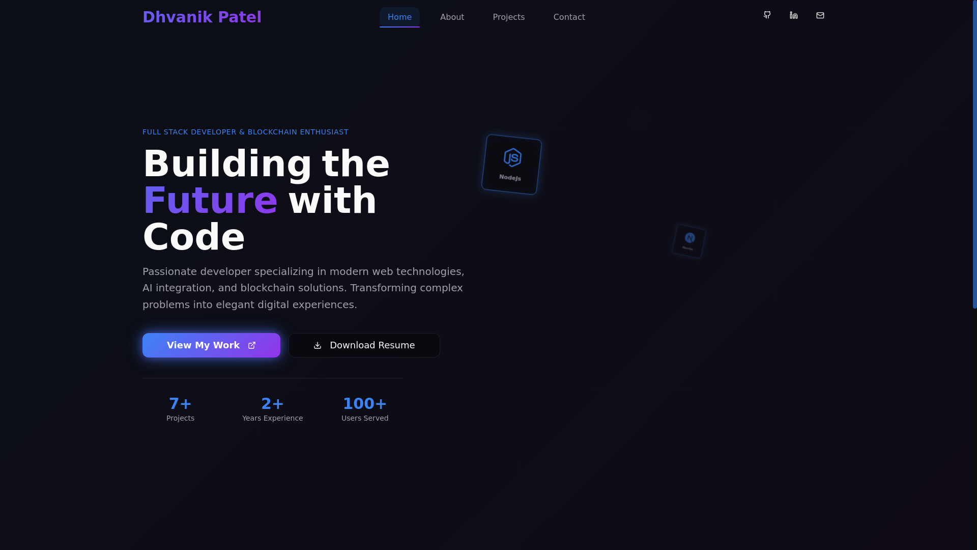 website screenshot of https://dhvanik.me/
