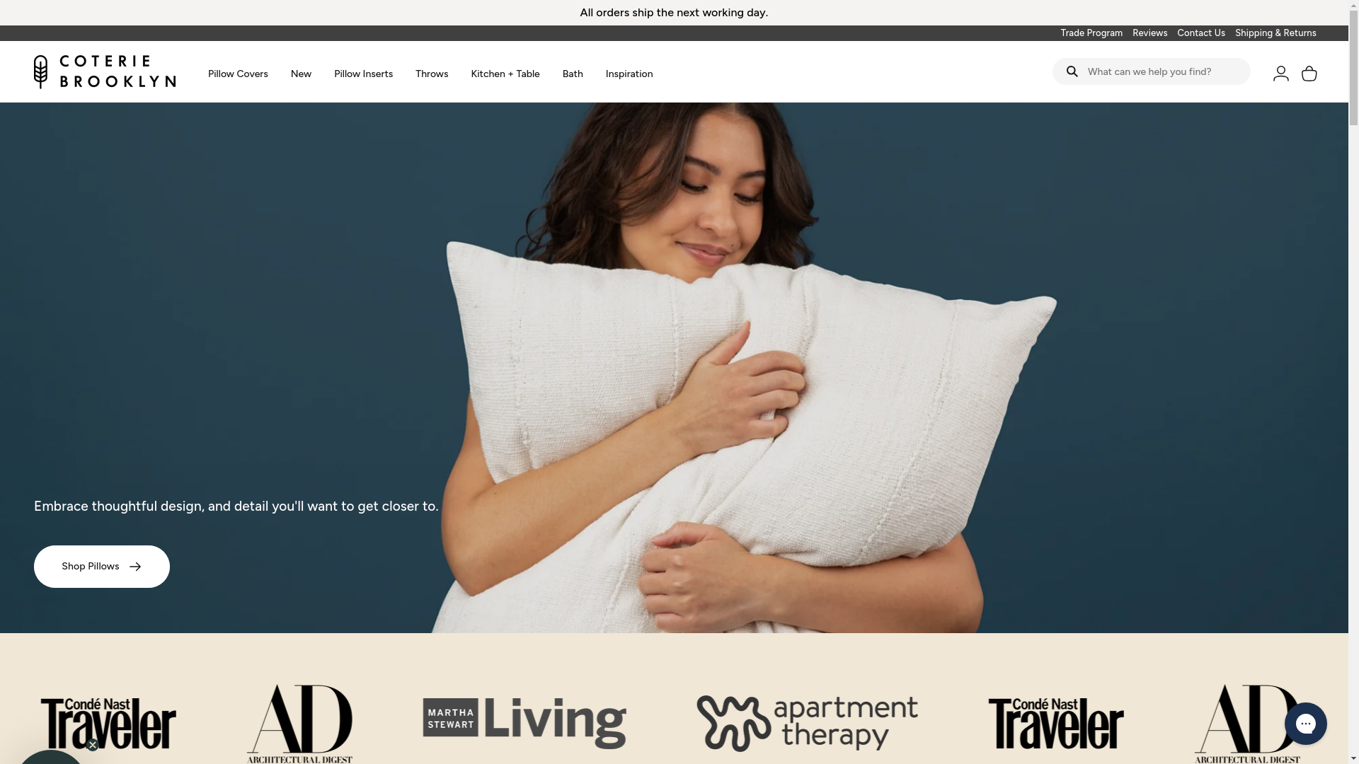 website screenshot of https://coteriebrooklyn.com/