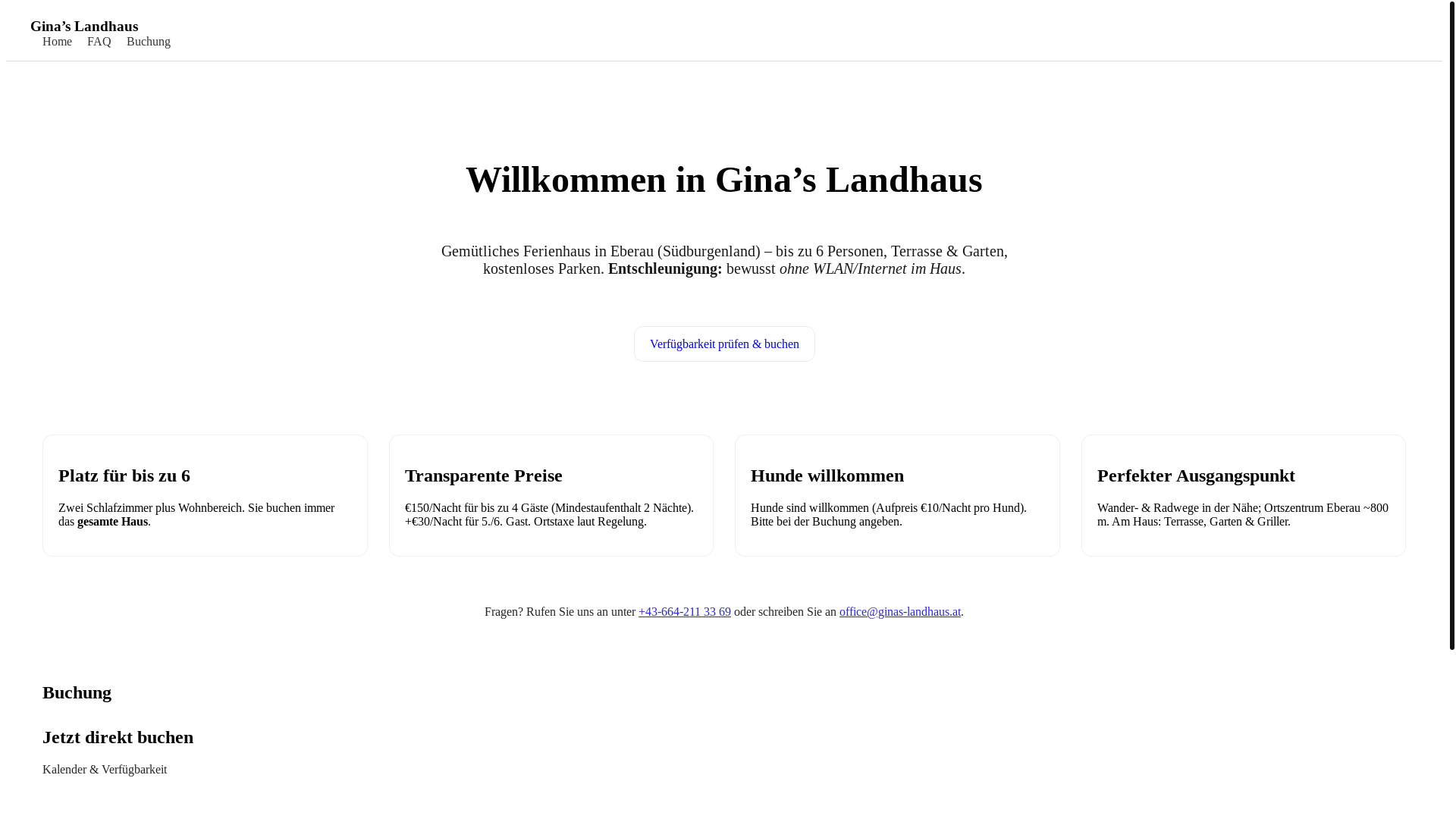 website screenshot of https://ginas-landhaus.pages.dev/