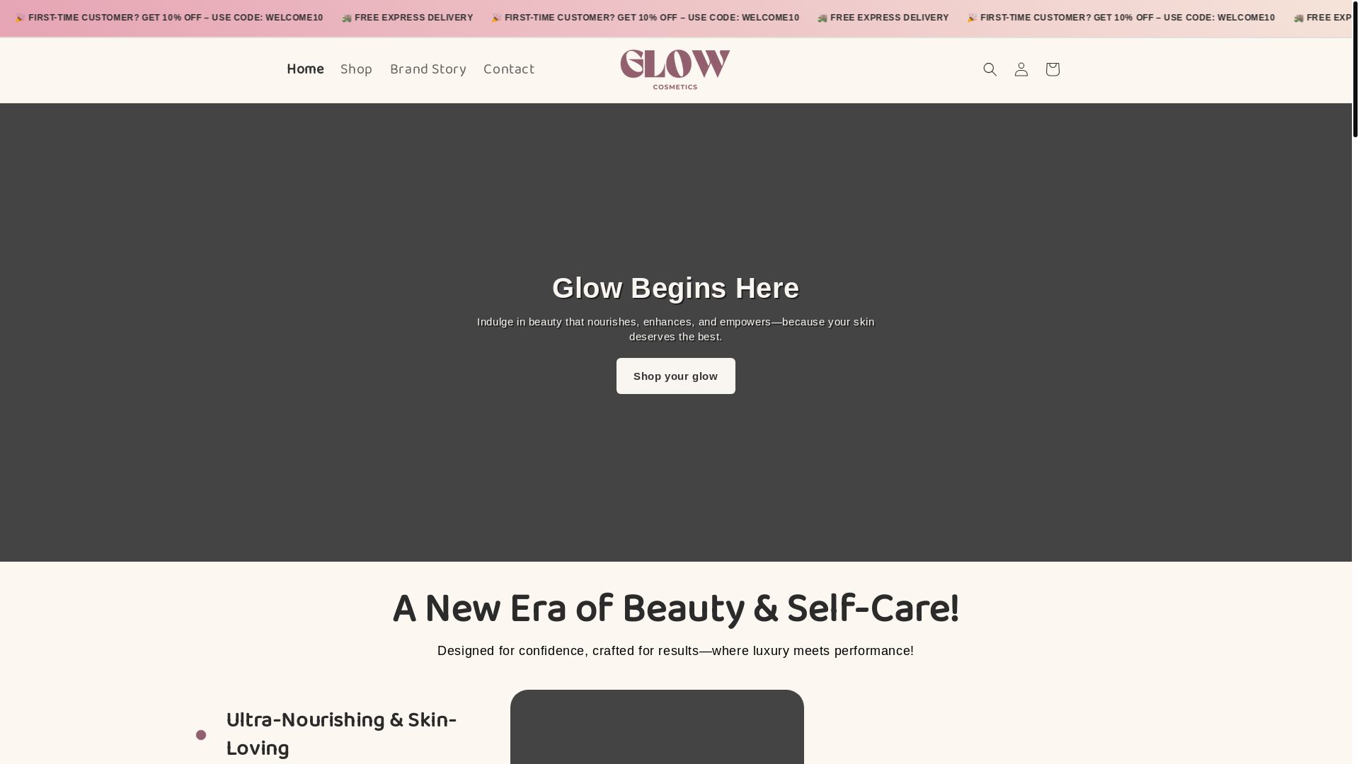 website screenshot of https://glowcosemtics.com/