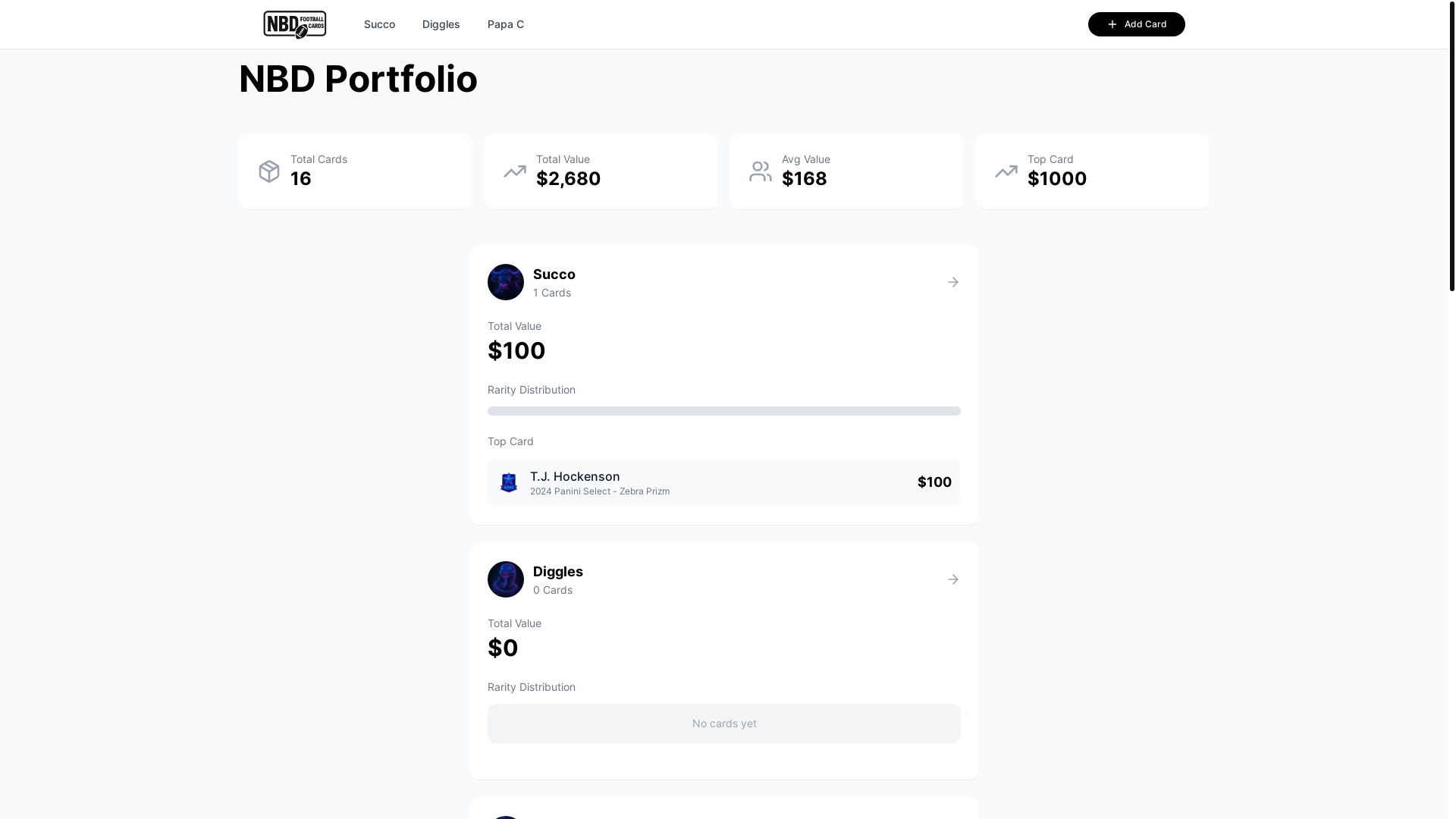 website screenshot of https://nbdcards.com/