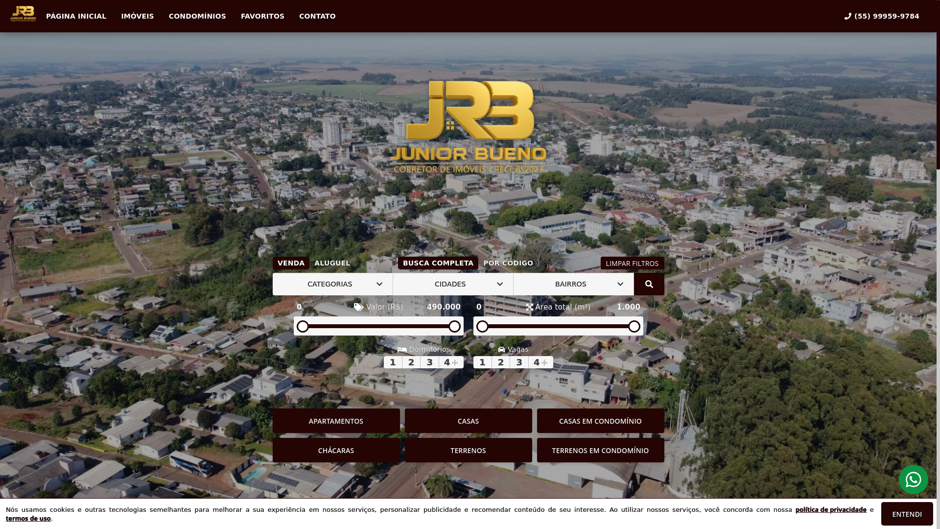 website screenshot of https://juniorbuenoimoveis.com.br/
