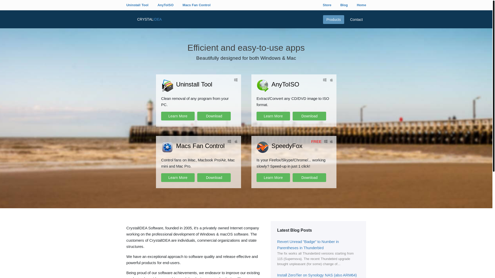 website screenshot of https://crystalidea.com