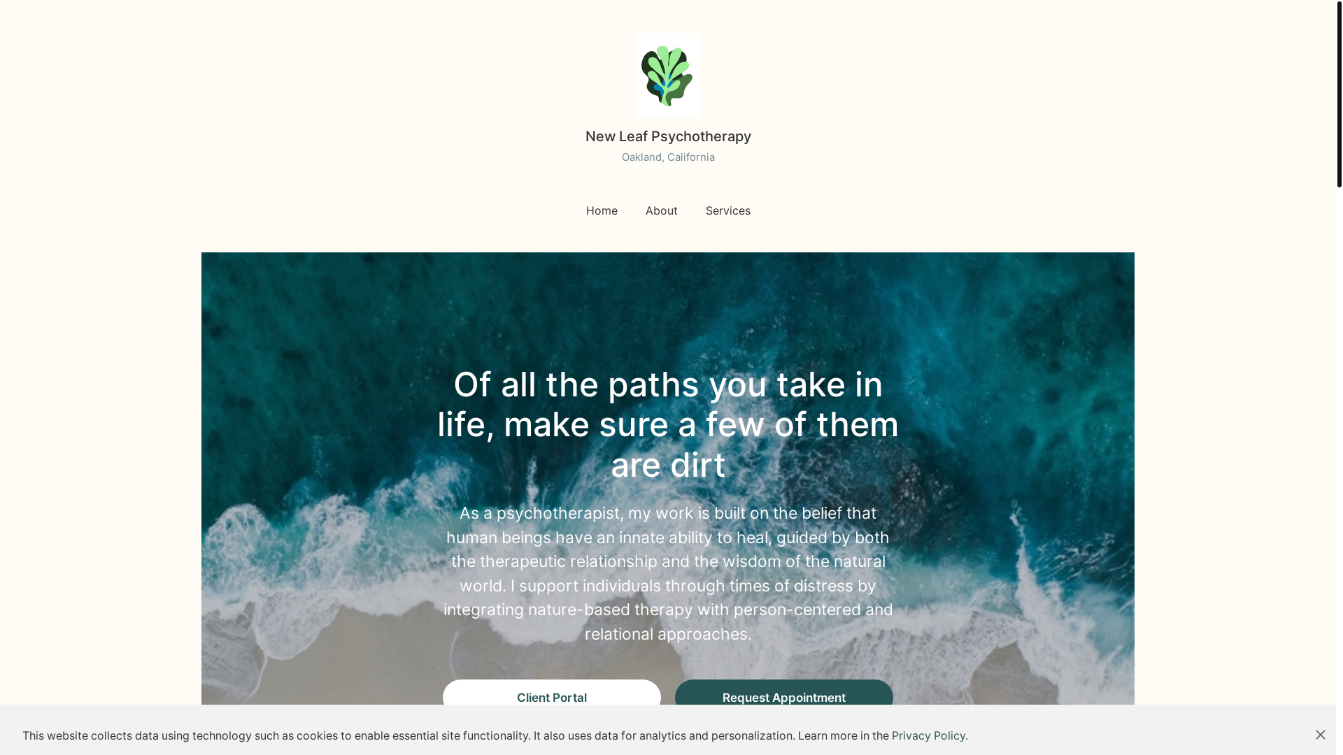 website screenshot of https://newleafpsychotherapy.net/