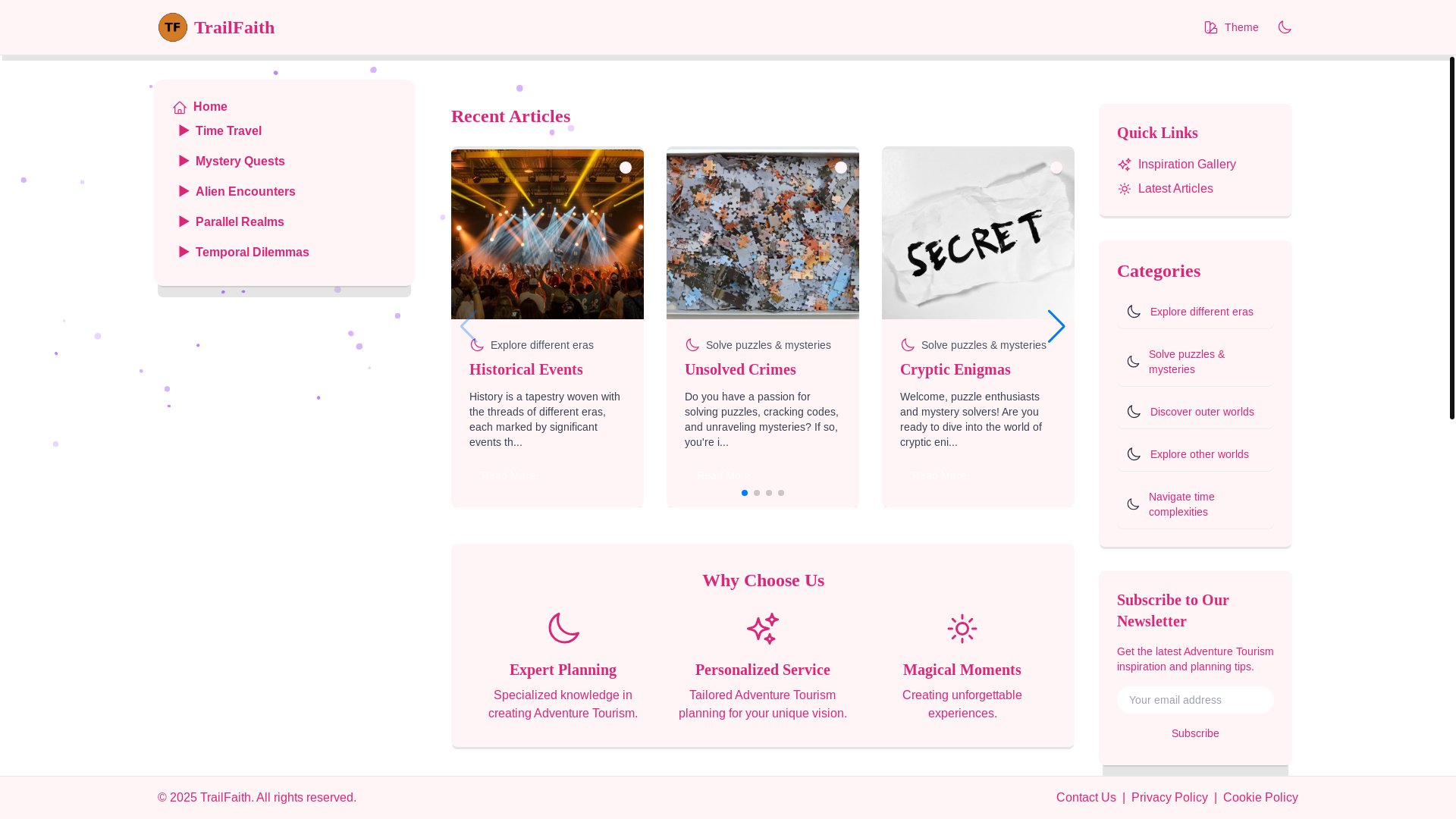 website screenshot of https://faithfultraveltrails.xyz/