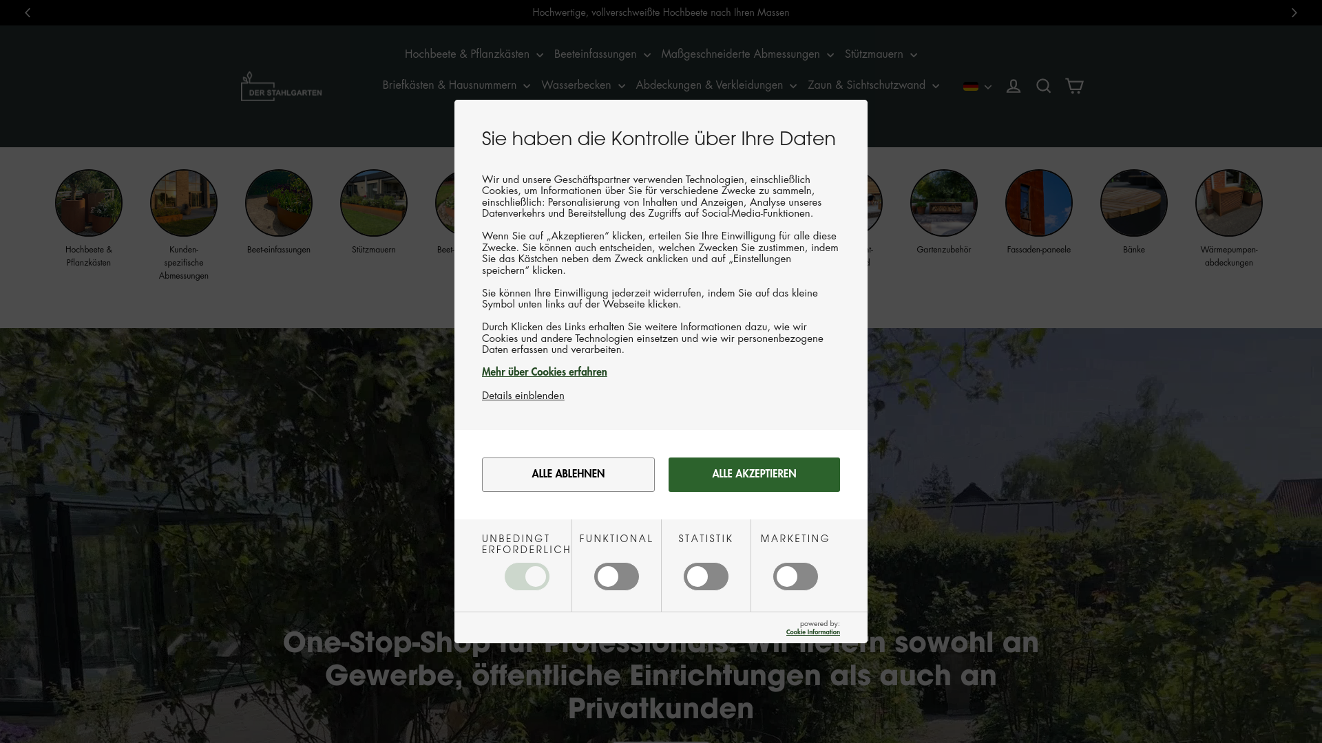 website screenshot of https://derstahlgarten.lu/