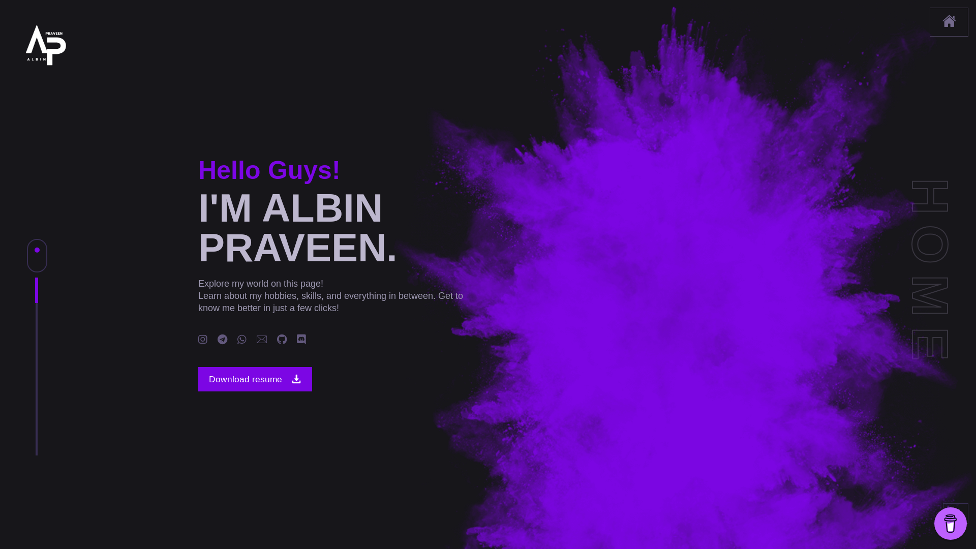 website screenshot of https://albinpraveen.pages.dev/