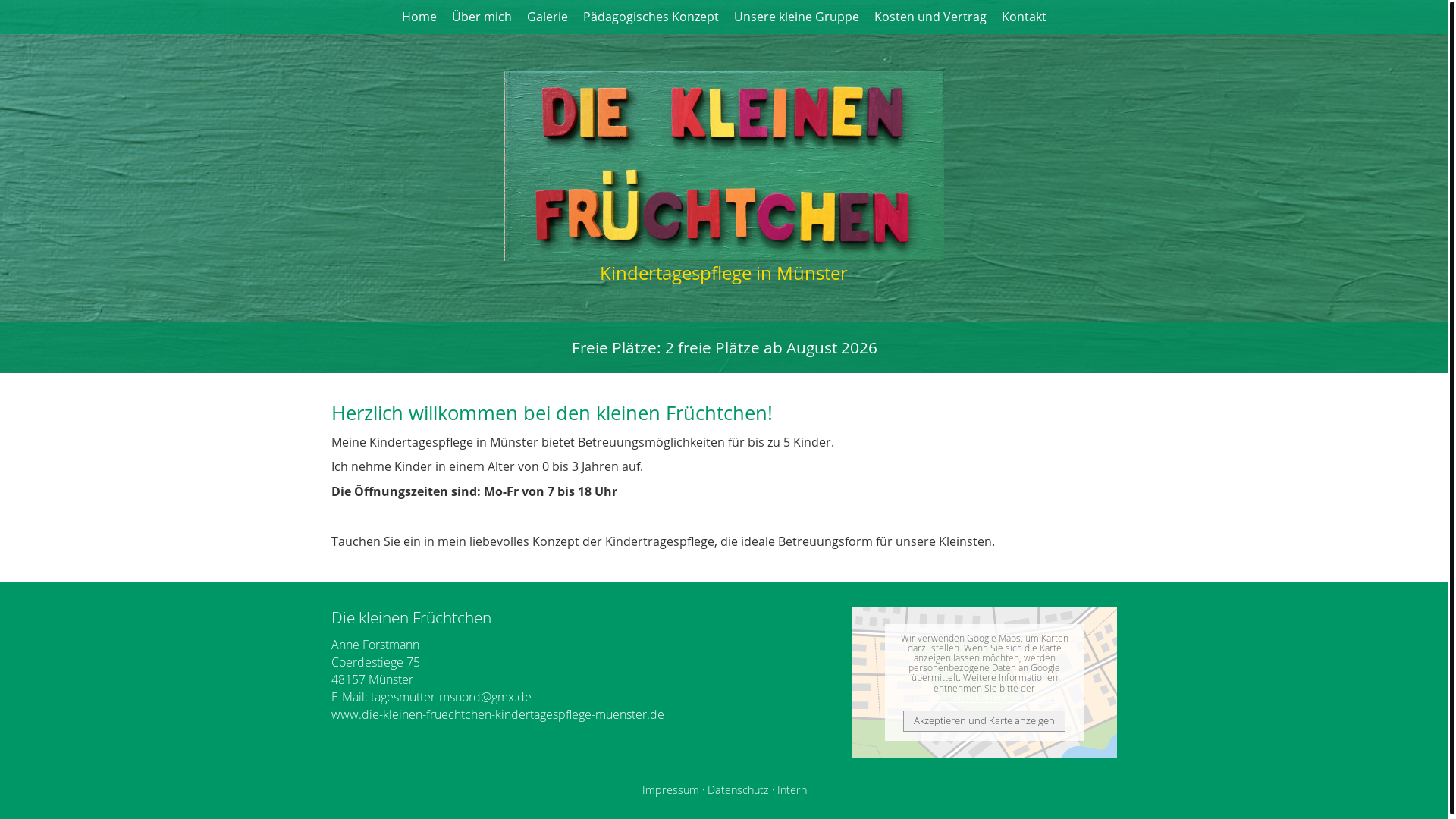 website screenshot of https://die-kleinen-fruechtchen-kindertagespflege-muenster.de/