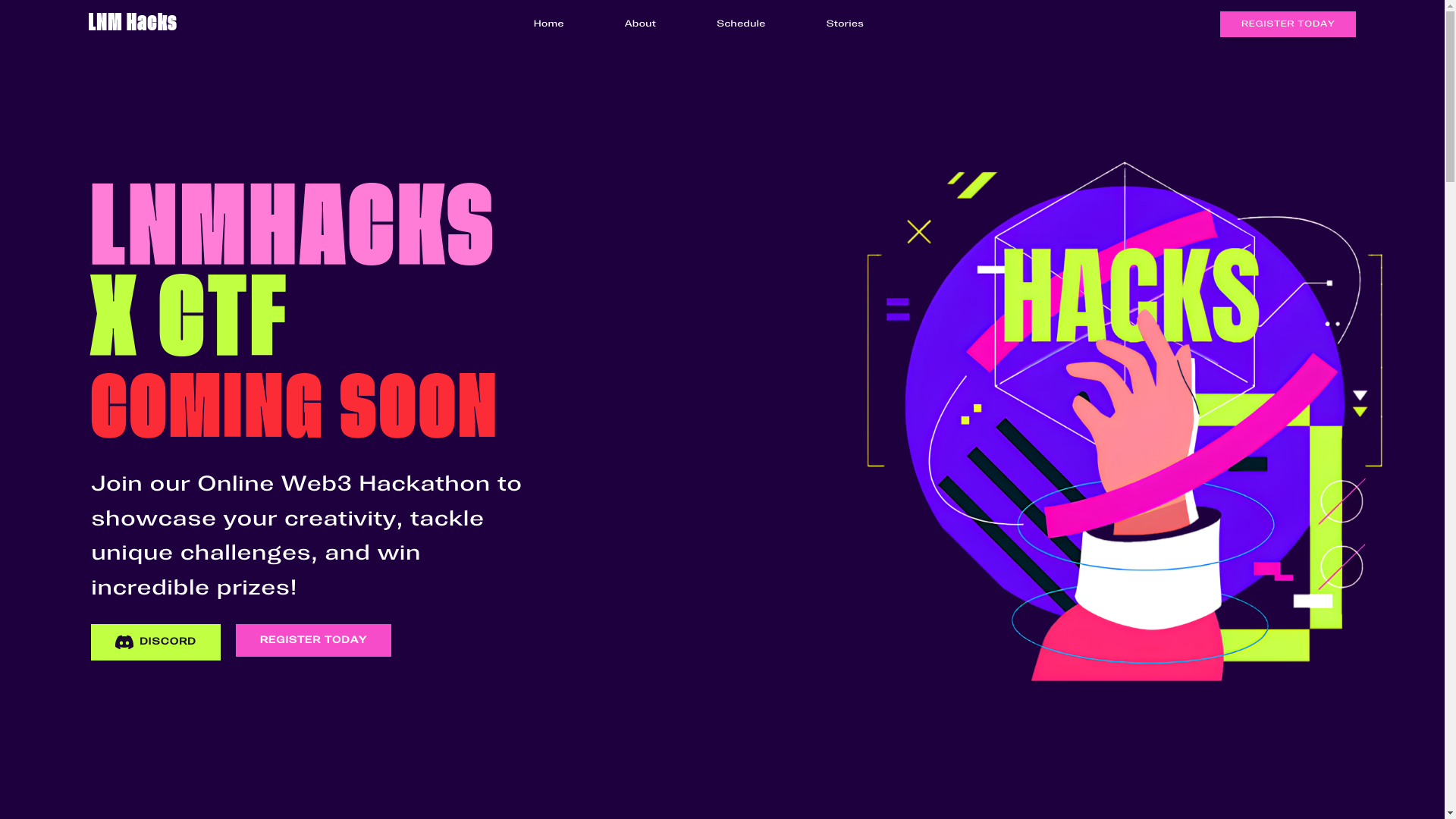 website screenshot of https://lnmhacks8.tech/