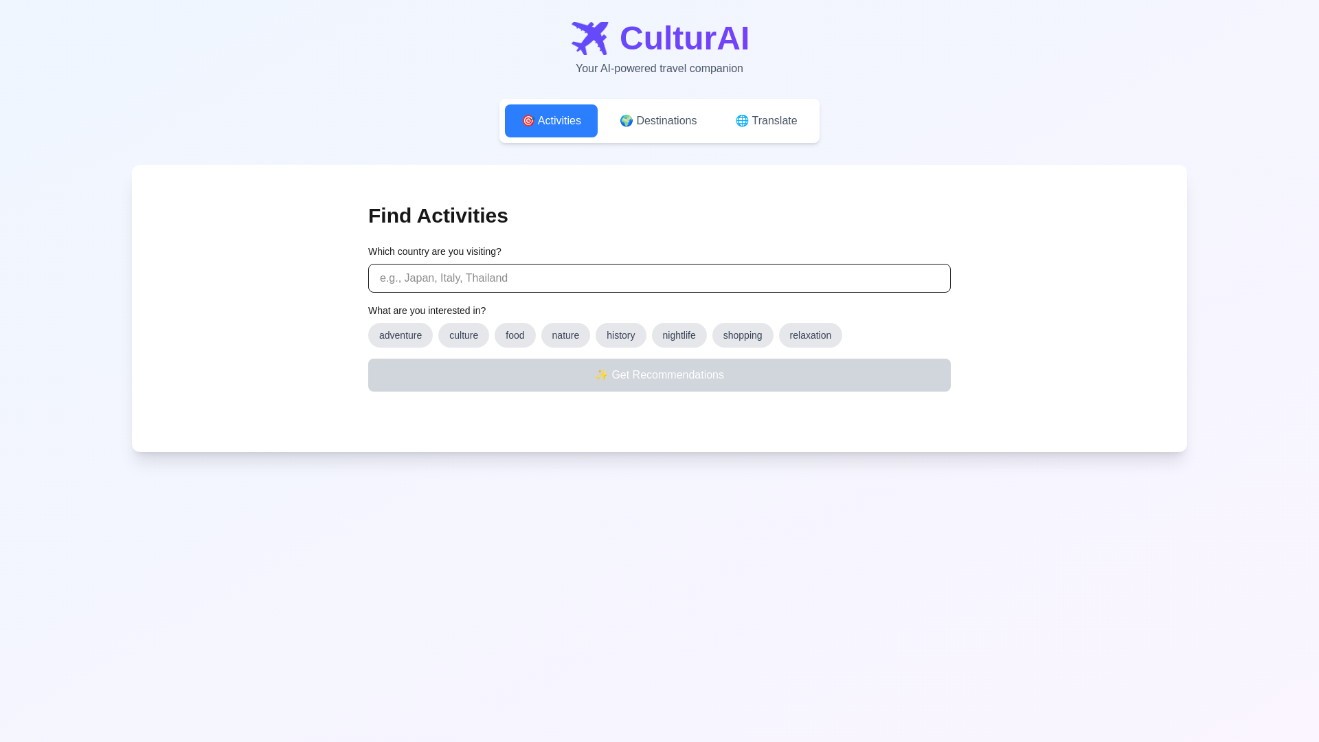 website screenshot of https://culturai.select/