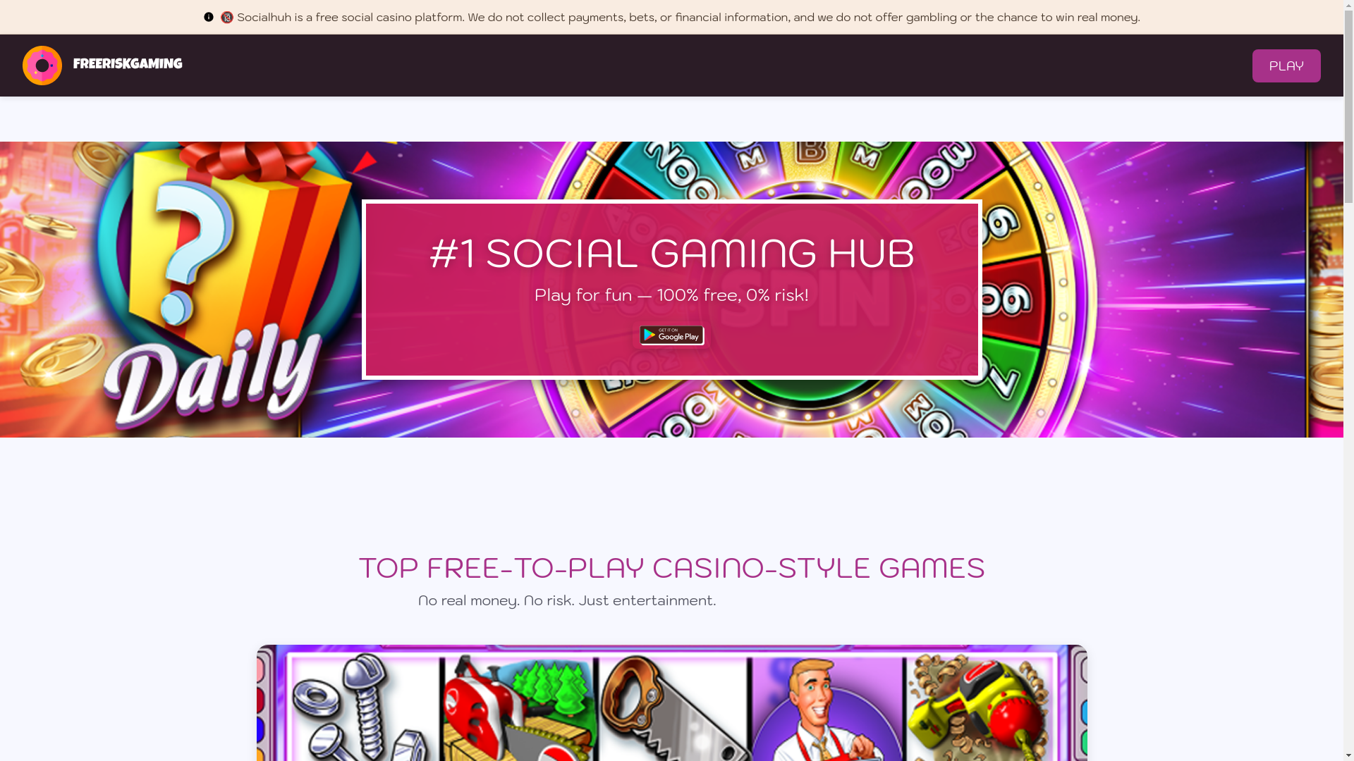 website screenshot of https://freeriskgaming.com/