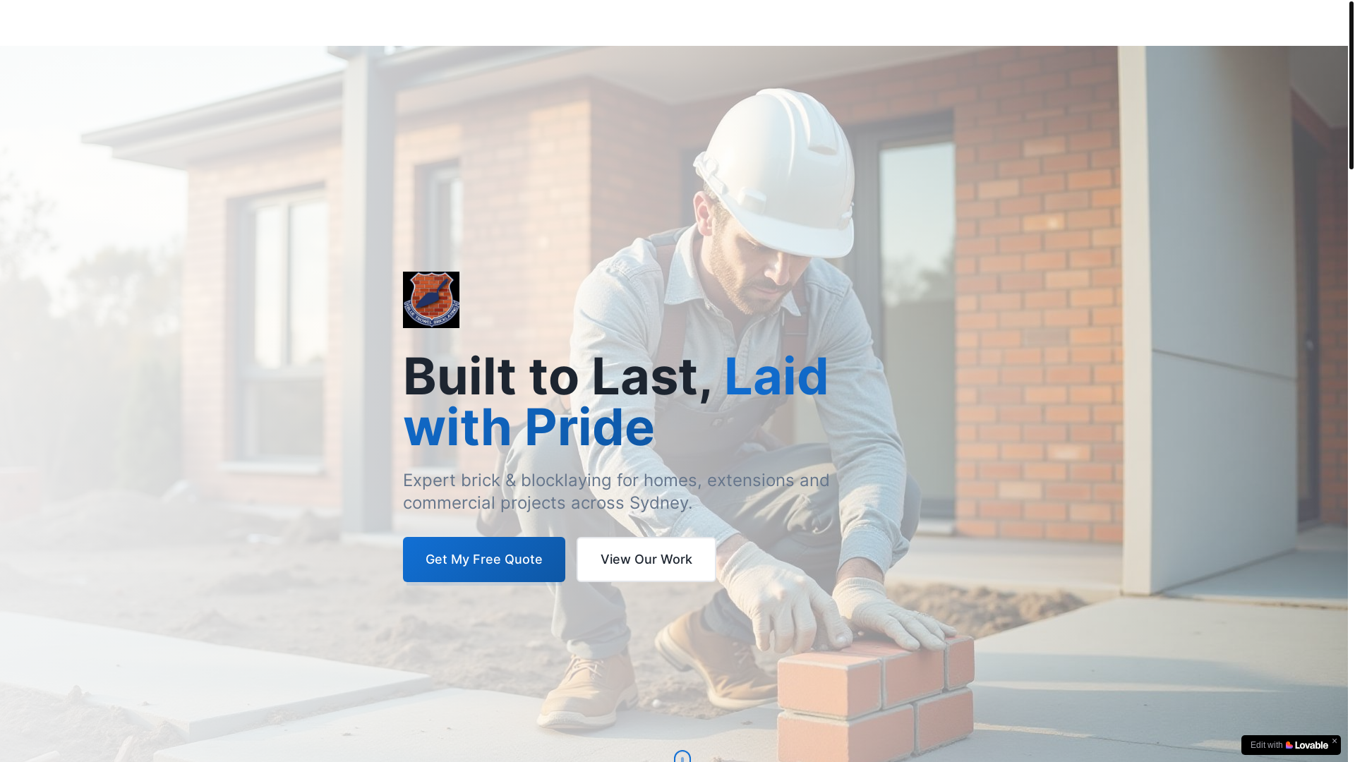 website screenshot of https://bluetrowelbricklaying.info/