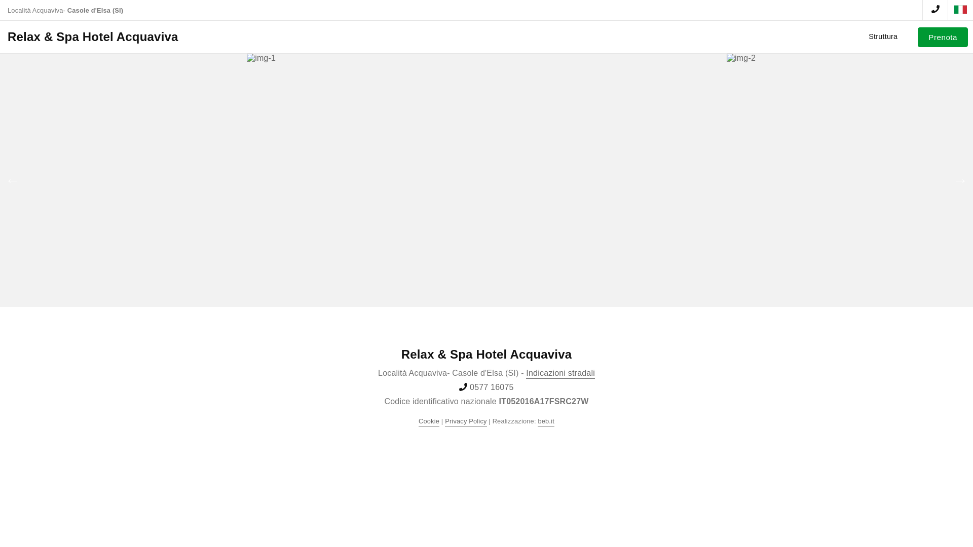 website screenshot of https://acquavivasparelaxhotelcasole.it/