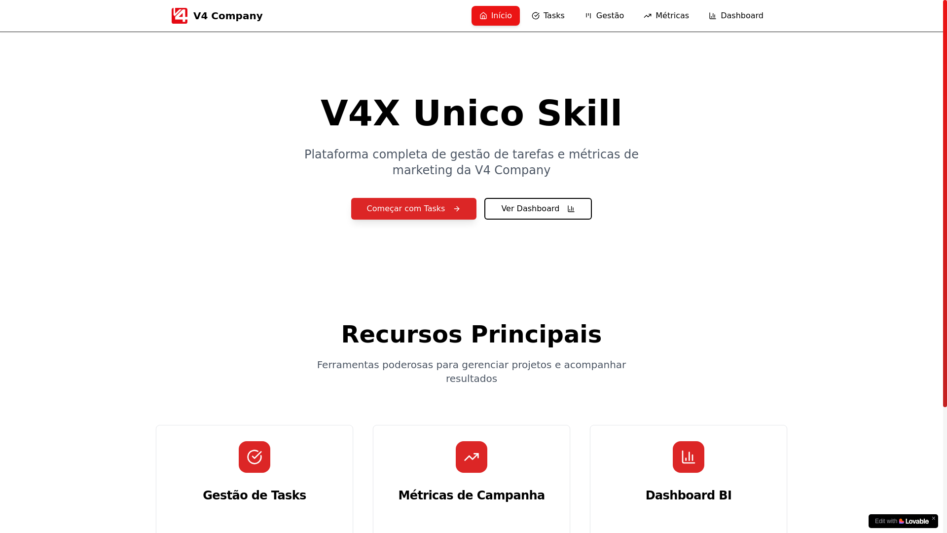 website screenshot of https://v4xunicoskill.com.br/