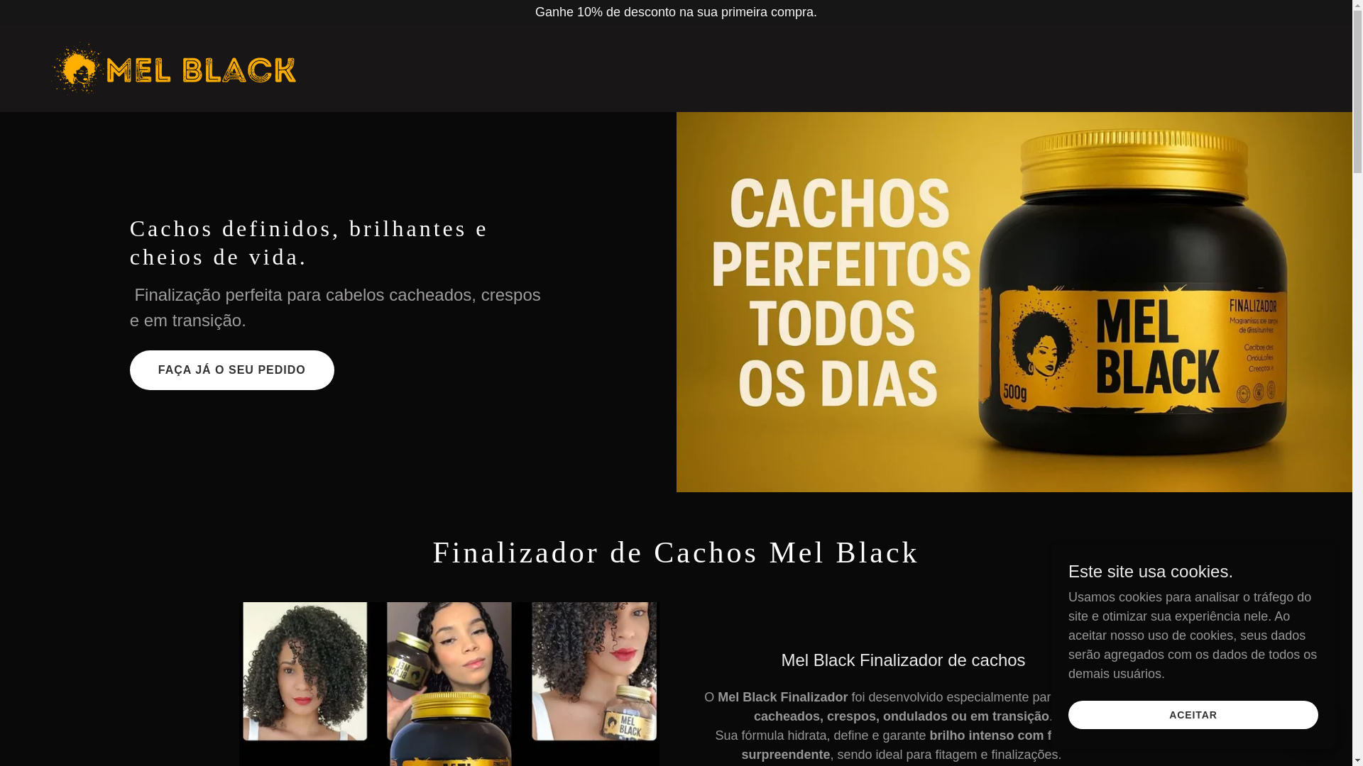 website screenshot of https://melblack.com.br/