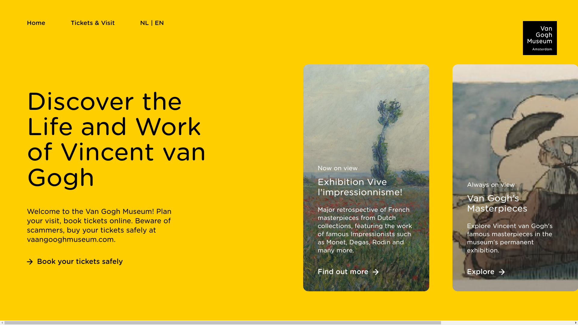 website screenshot of https://vangoqhmuseum.store/