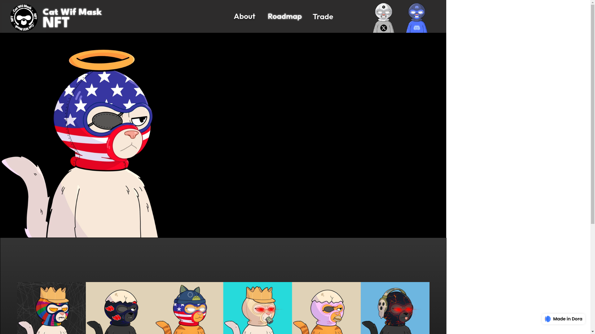 website screenshot of https://catwifmasknft.com/