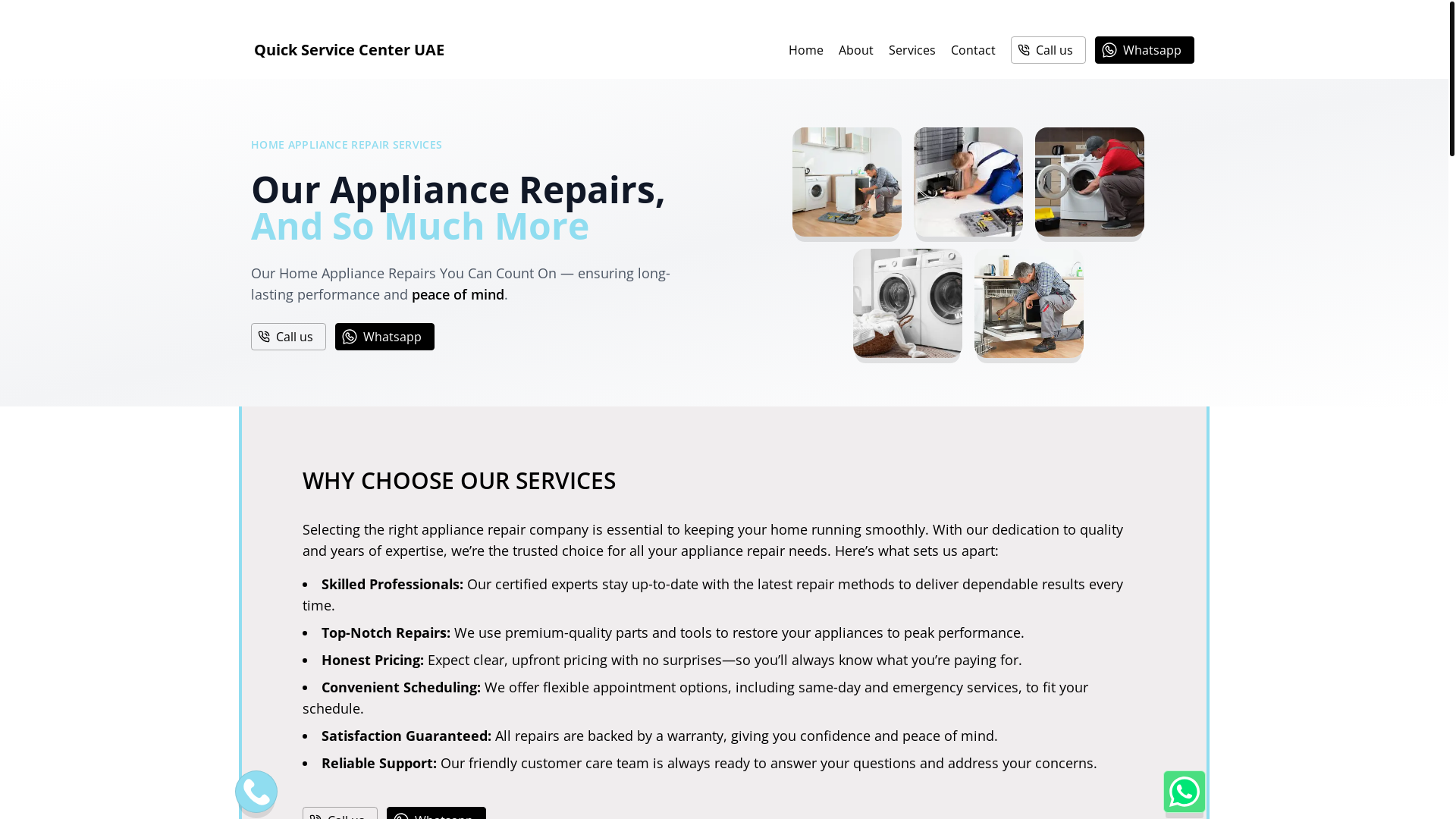 website screenshot of https://quickservicecenteruae.com/