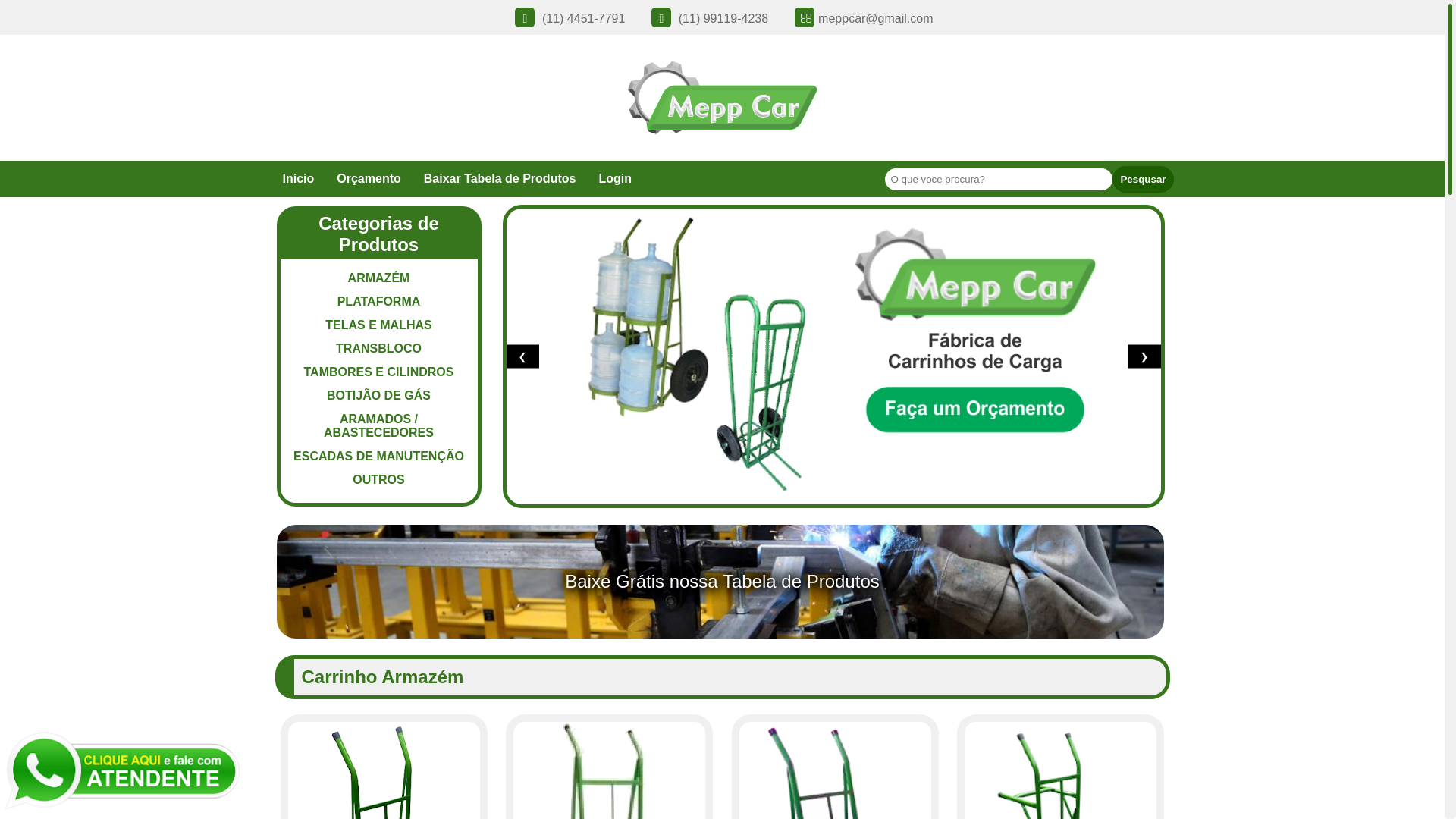 website screenshot of https://carrinhosparalogistica.com.br/