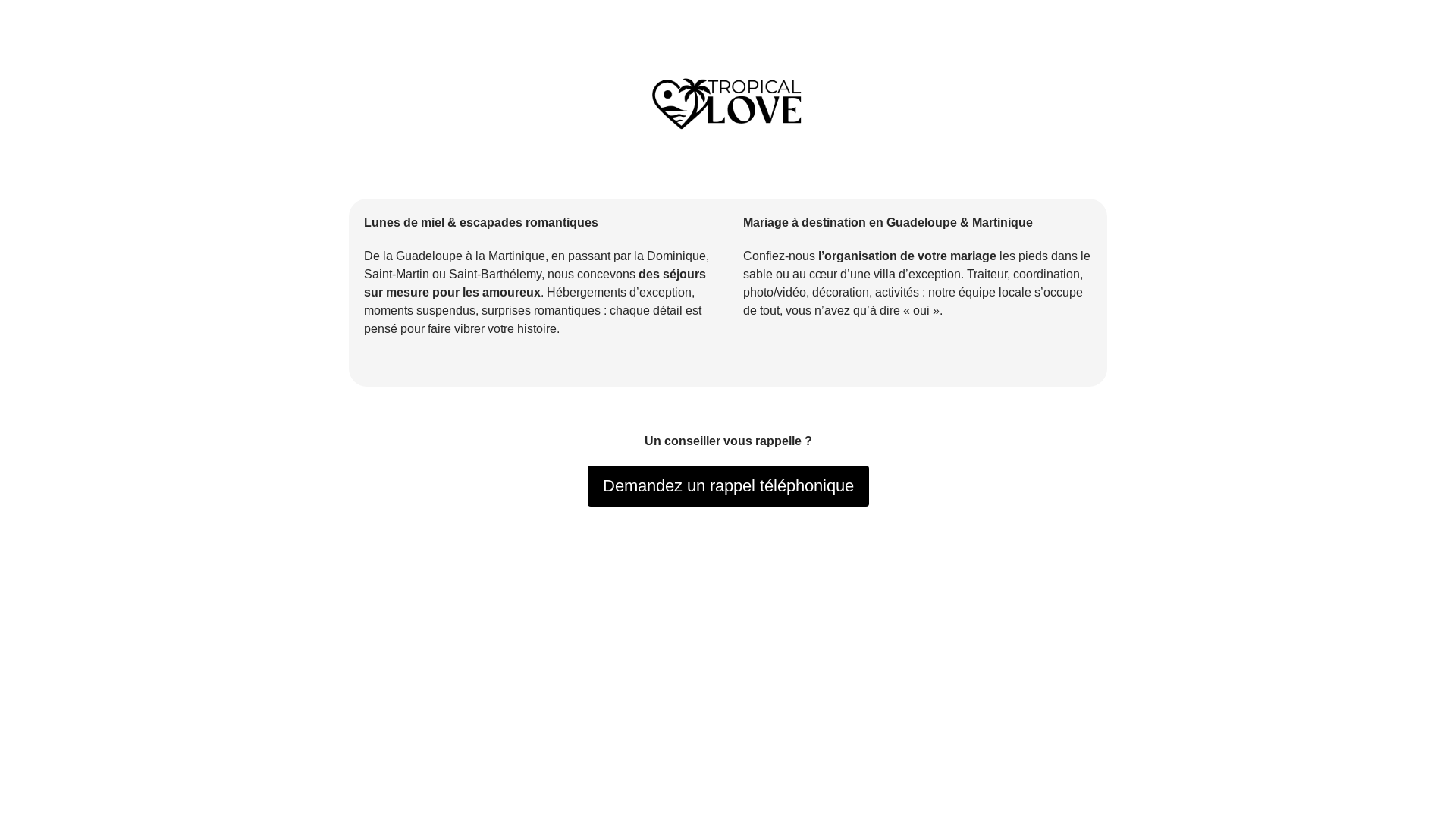 website screenshot of https://tropicallove.fr/