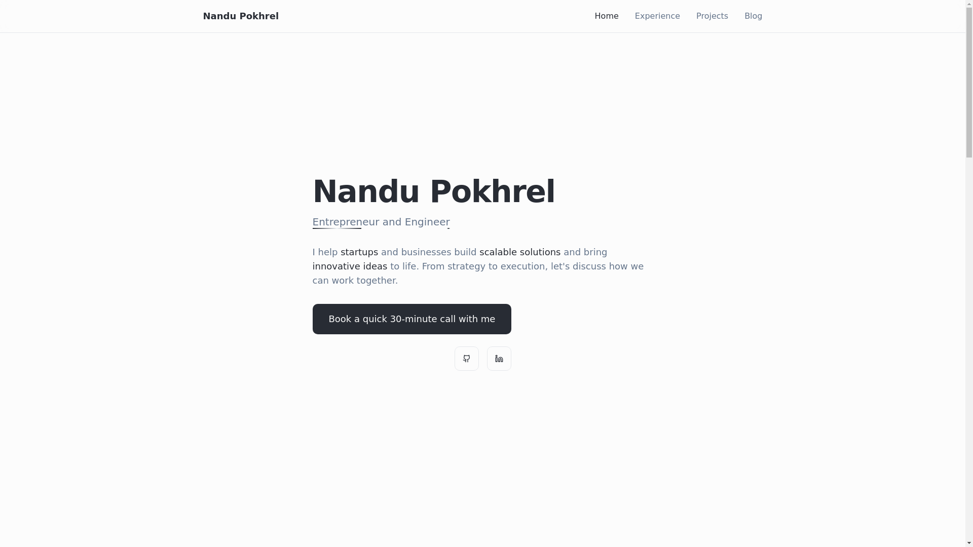website screenshot of https://nandupokhrel.pages.dev/