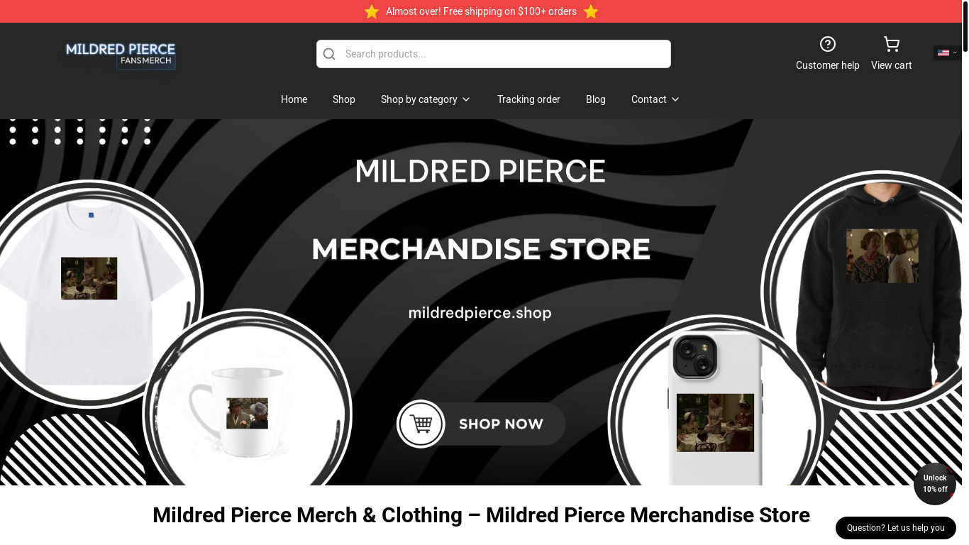 website screenshot of https://mildredpierce.shop/