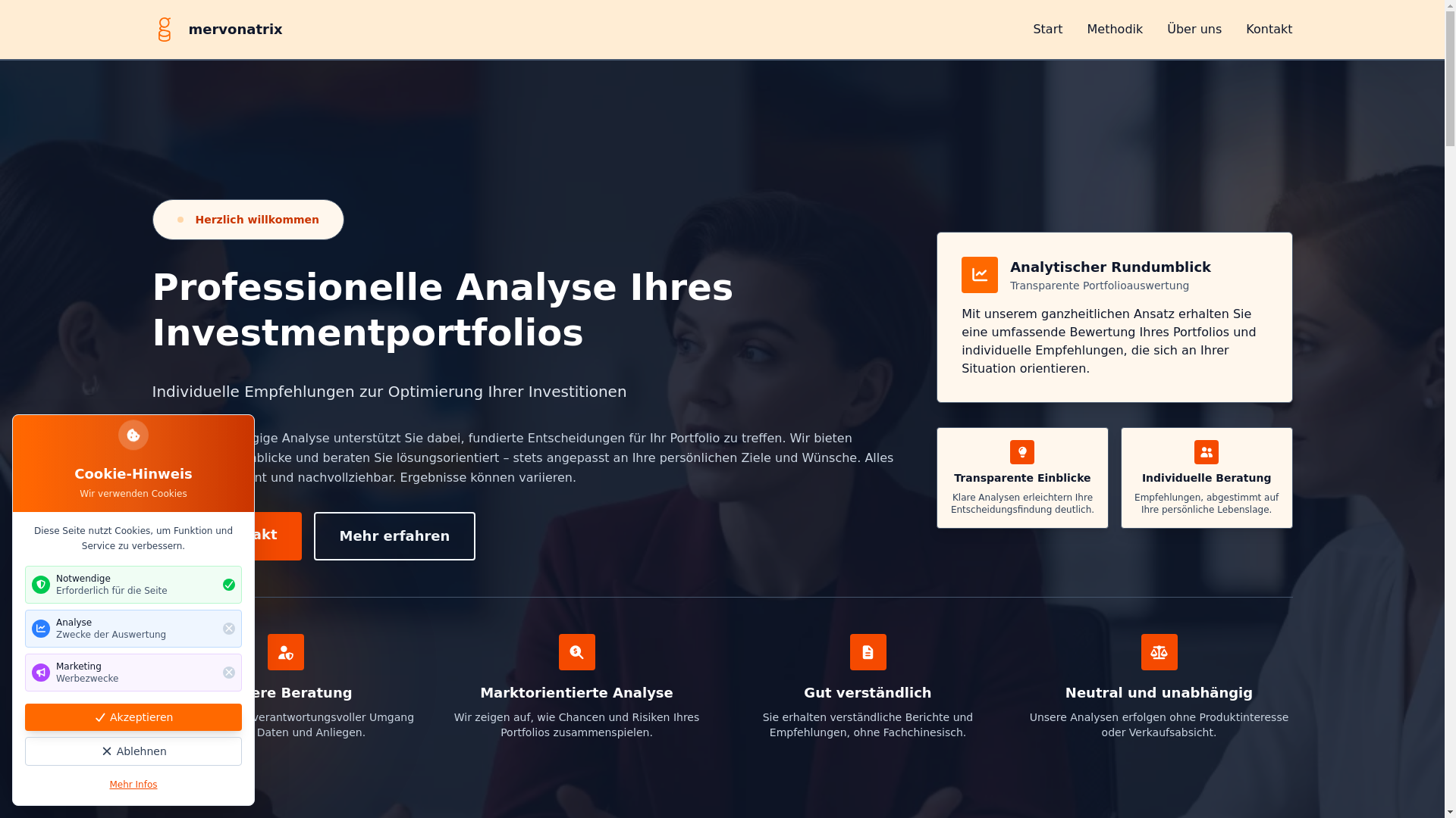 website screenshot of https://mervonatrix.com/