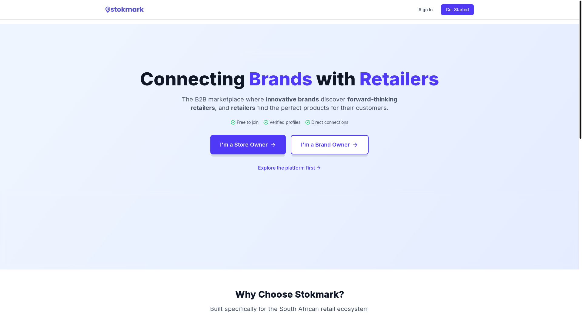 website screenshot of https://stokmark.co.za/