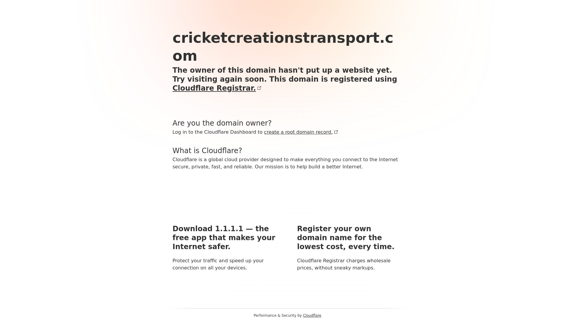 website screenshot of https://cricketcreationstransport.com/
